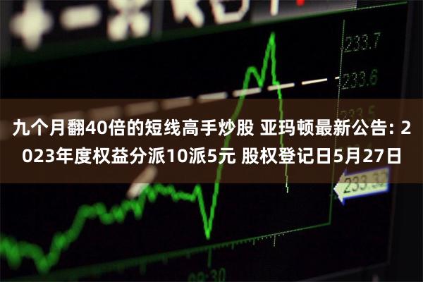 九个月翻40倍的短线高手炒股 亚玛顿最新公告: 2023