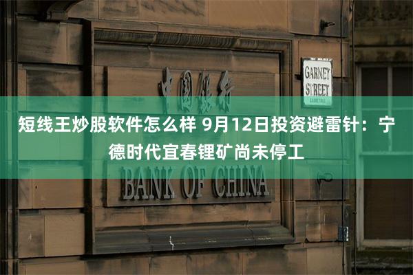 短线王炒股软件怎么样 9月12日投资避雷针：宁德时代宜春锂矿尚未停工