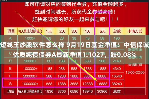 短线王炒股软件怎么样 9月19日基金净值：中信保诚优质纯债债券A最新净值1.1027，跌0.08%