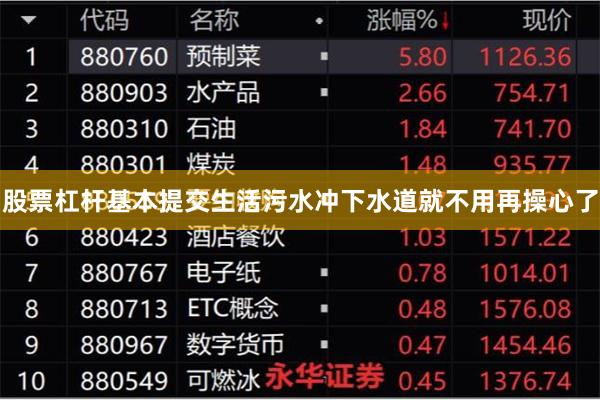 股票杠杆基本提交生活污水冲下水道就不用再操心了